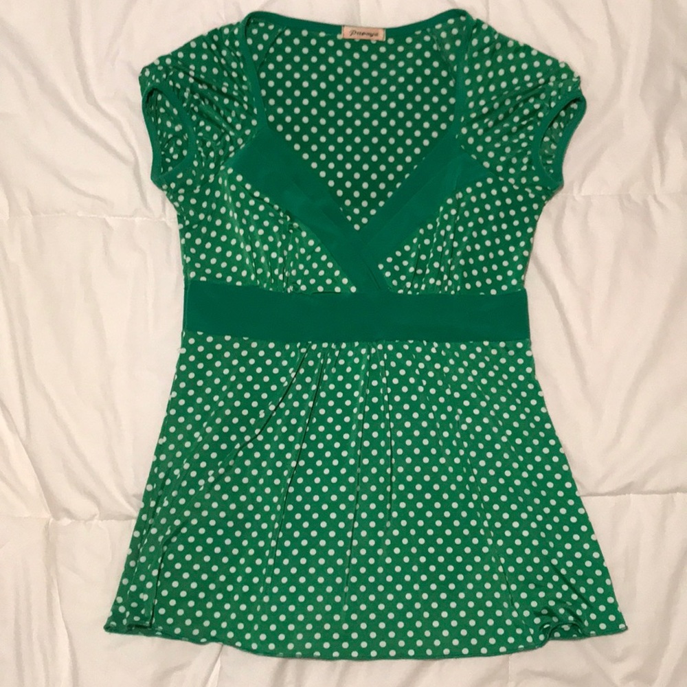 Green Polka Dot Top